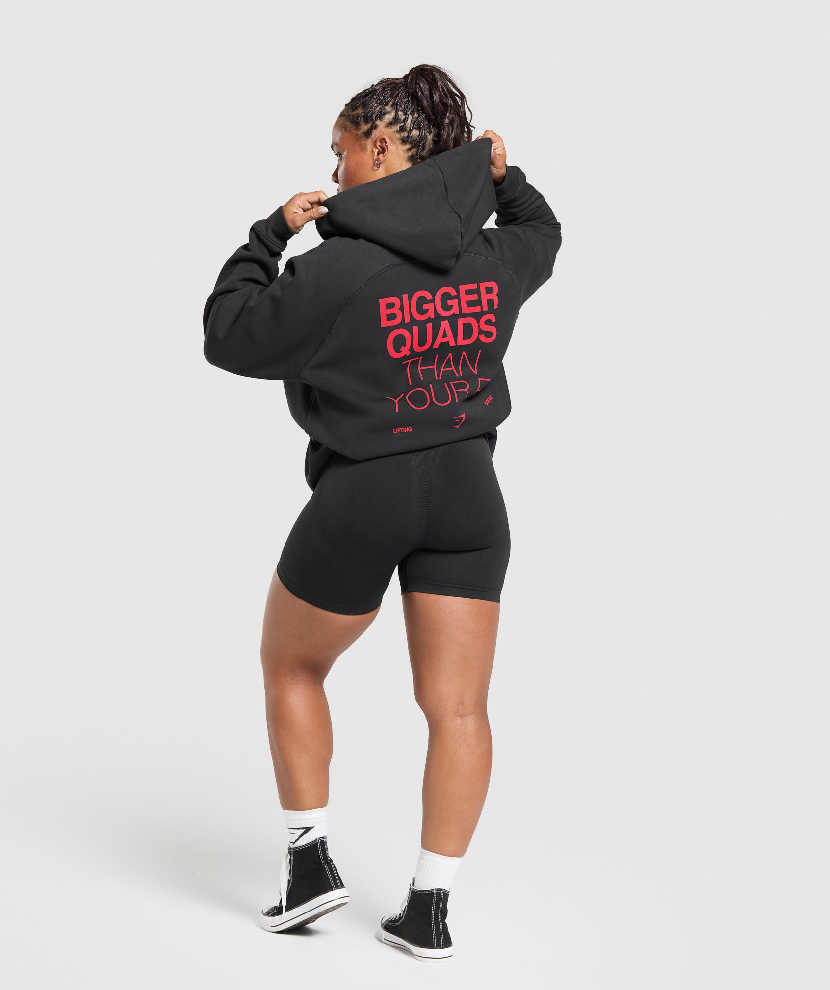 Gymshark Bigger Quads Than Your Ex Brushed Hoodie - Black