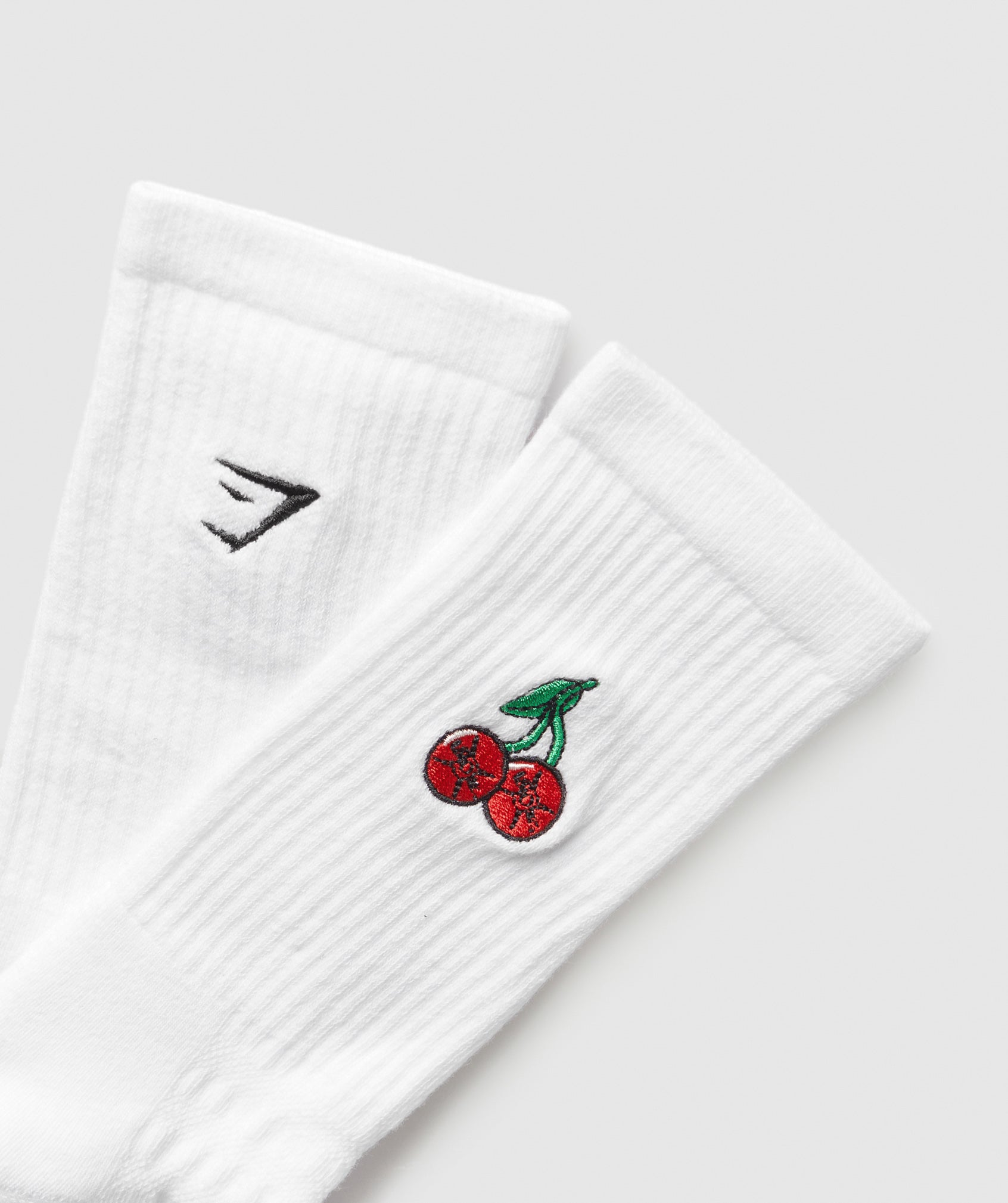 Gymshark Graphic Cherries Crew Sock Single - White