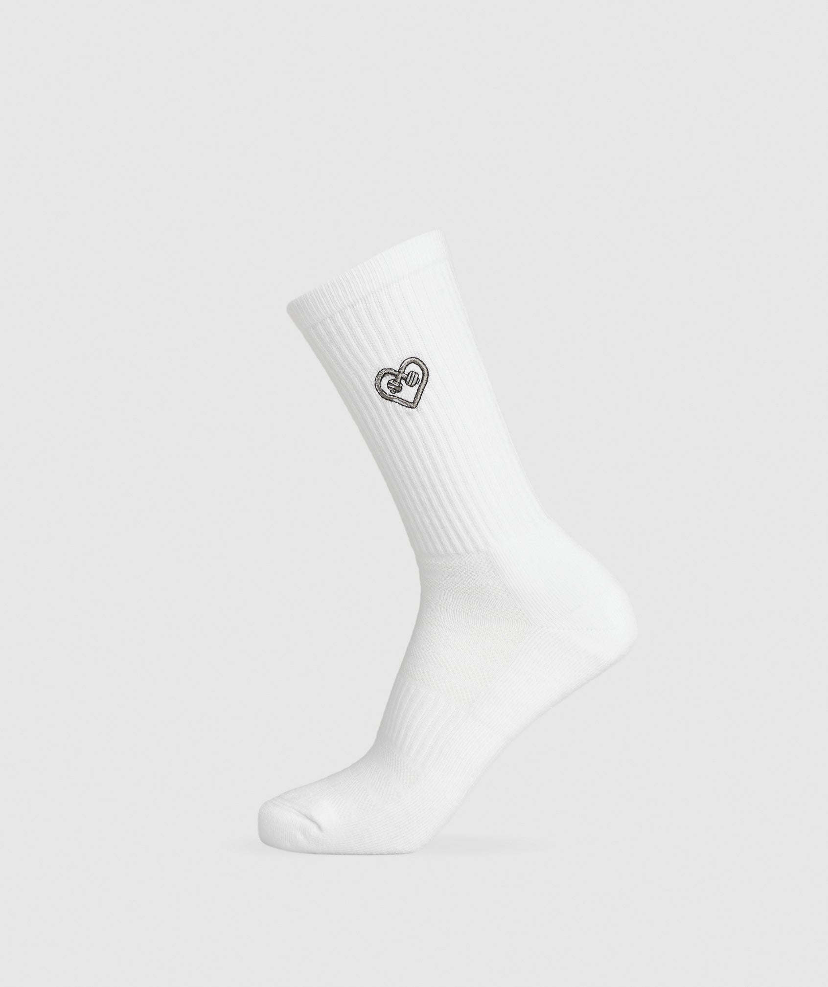 Gymshark Graphic Heart Crew Sock Single - White