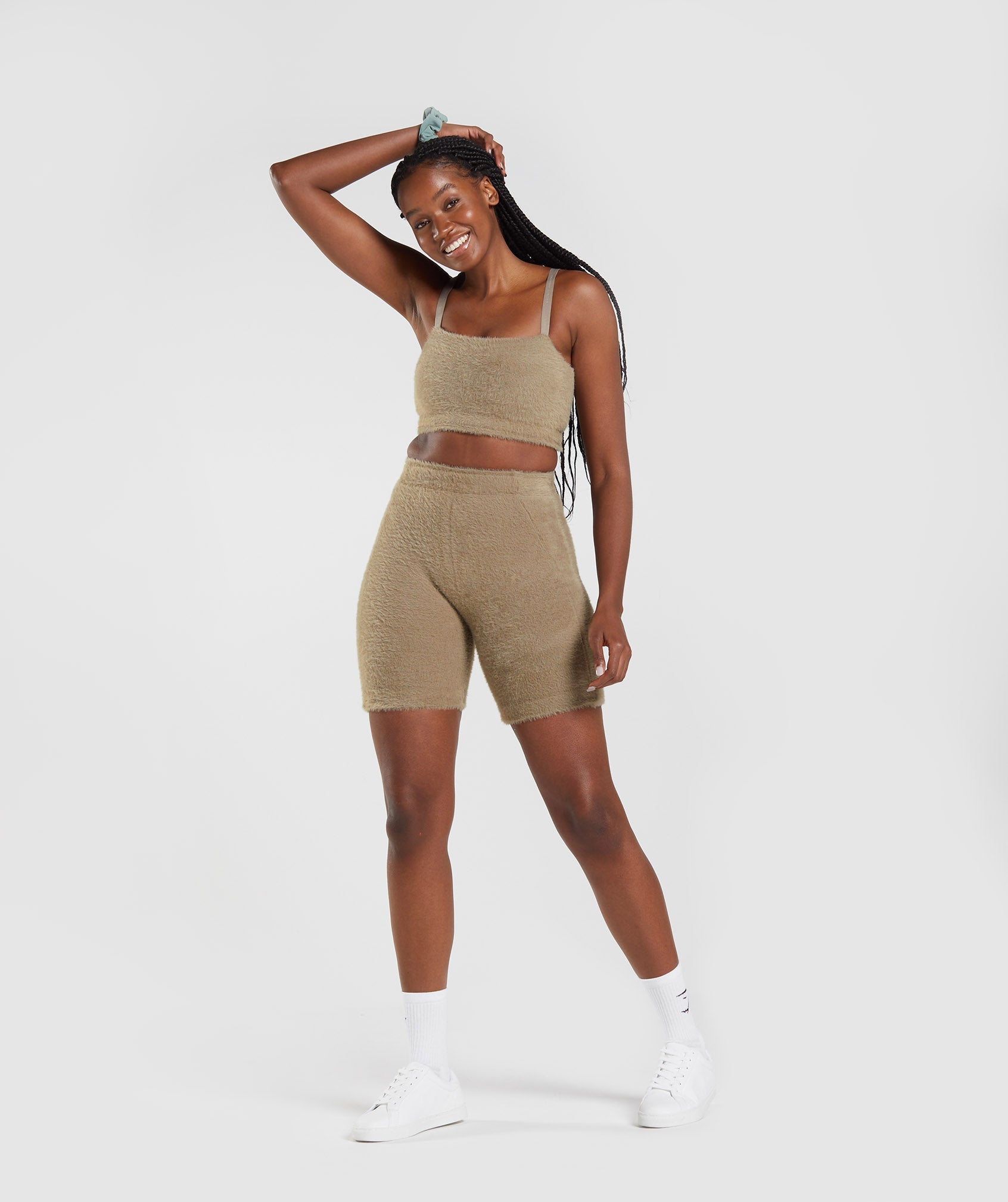 Gymshark Whitney Eyelash Knit Bandeau - Cement Brown