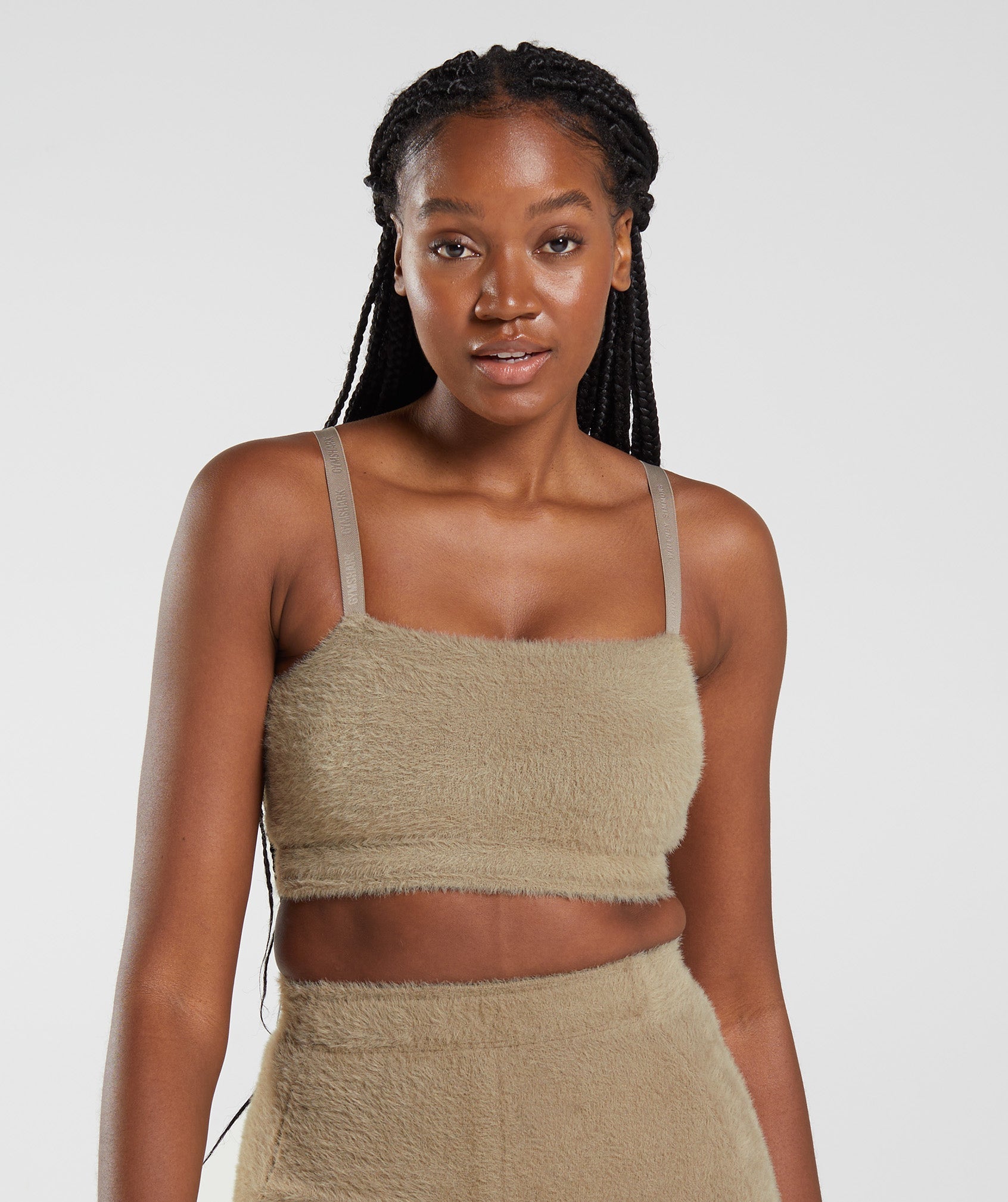 Gymshark Whitney Eyelash Knit Bandeau - Cement Brown