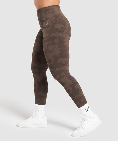 Gymshark Adapt Camo Seamless Leggings - Deep Brown/ Soul Brown