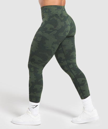 Gymshark Adapt Camo Seamless Leggings - Victory Green/ Force Green