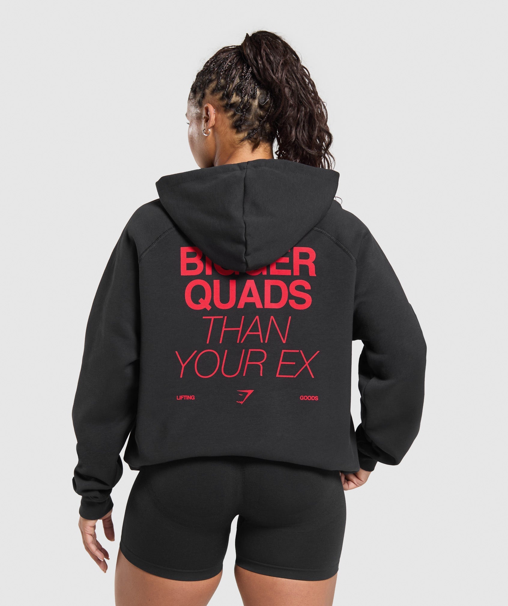 Gymshark Bigger Quads Than Your Ex Brushed Hoodie - Black