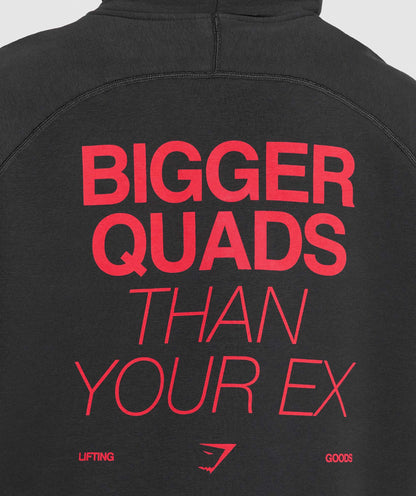 Gymshark Bigger Quads Than Your Ex Brushed Hoodie - Black