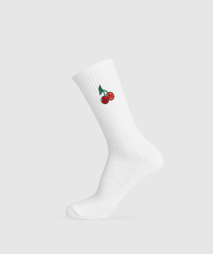 Gymshark Graphic Cherries Crew Sock Single - White