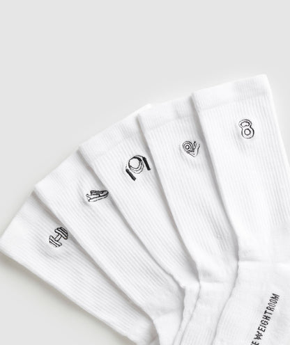 Gymshark Graphic Conditioning Crew Socks 5pk - White