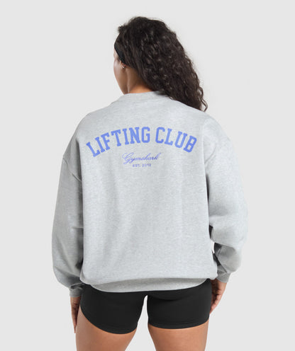 Gymshark Lifting Club Oversized Sweatshirt - Light Grey Core Marl
