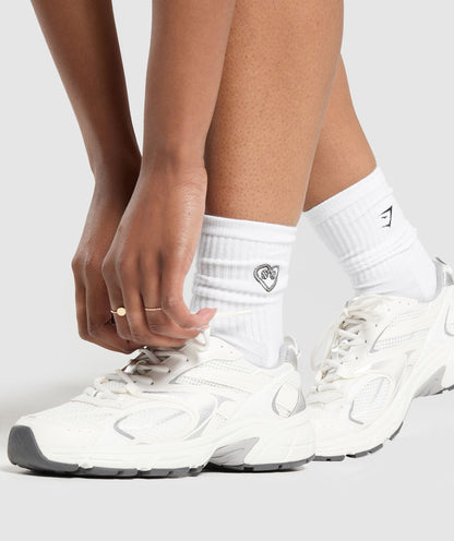 Gymshark Graphic Heart Crew Sock Single - White