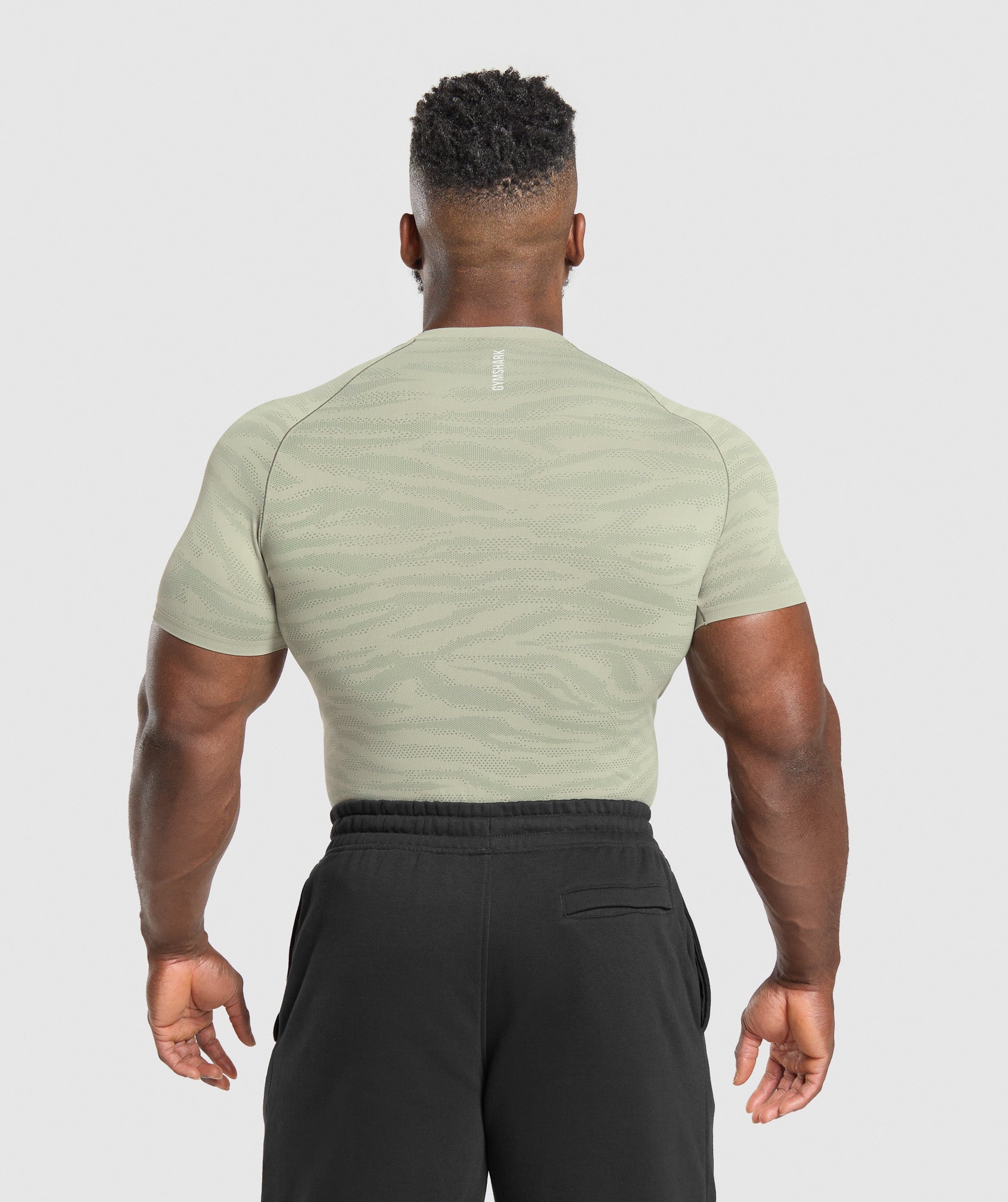 Gymshark Geo Animal Seamless T-Shirt - Chalk Green/Unit Green