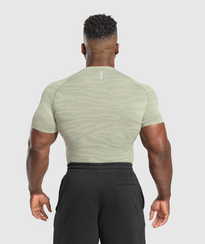 Gymshark Geo Animal Seamless T-Shirt - Chalk Green/Unit Green
