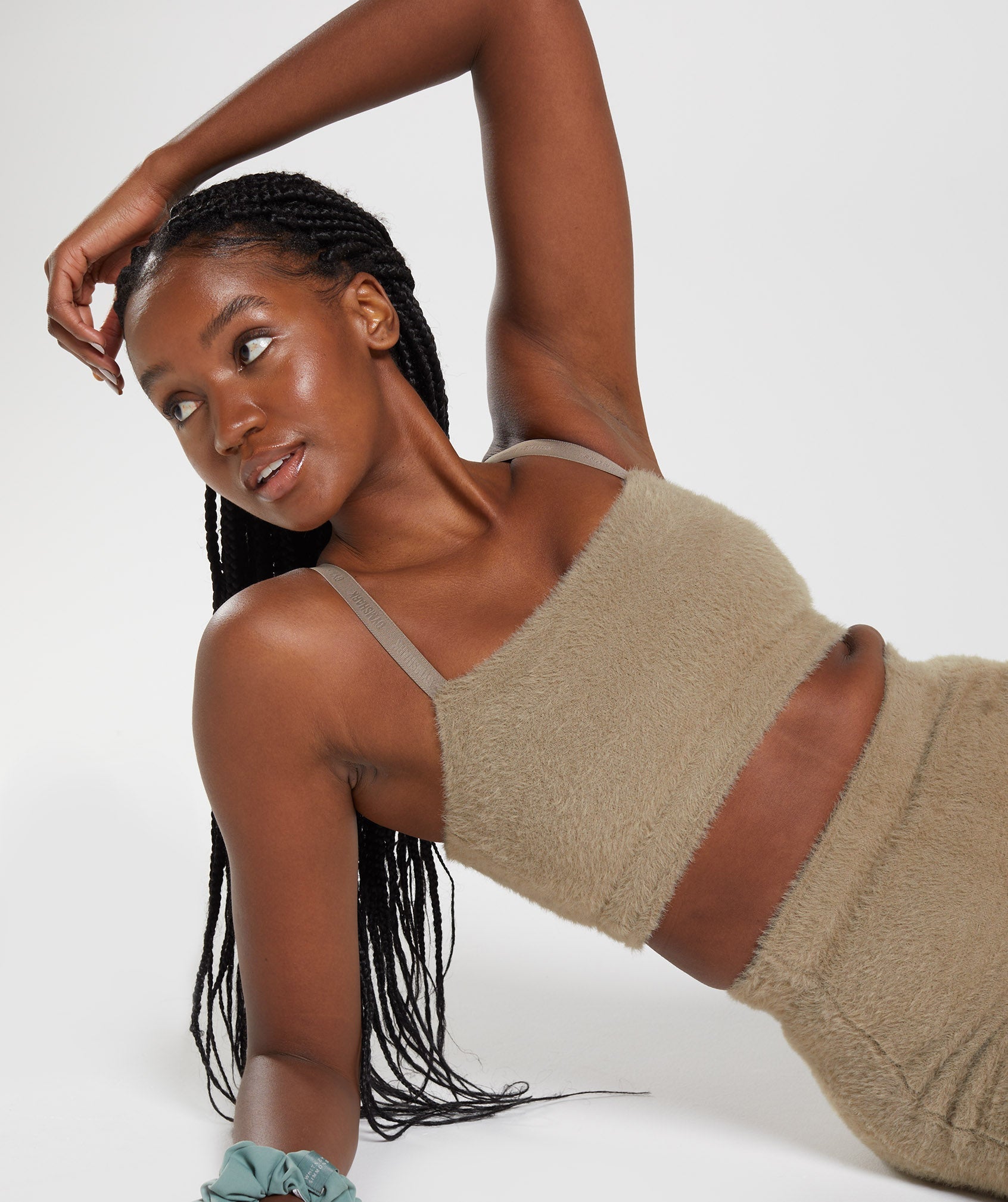 Gymshark Whitney Eyelash Knit Bandeau - Cement Brown
