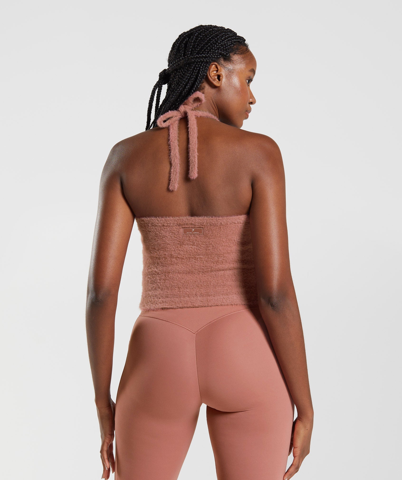 Gymshark Whitney Eyelash Knit Midi Halter Top - Canyon Red