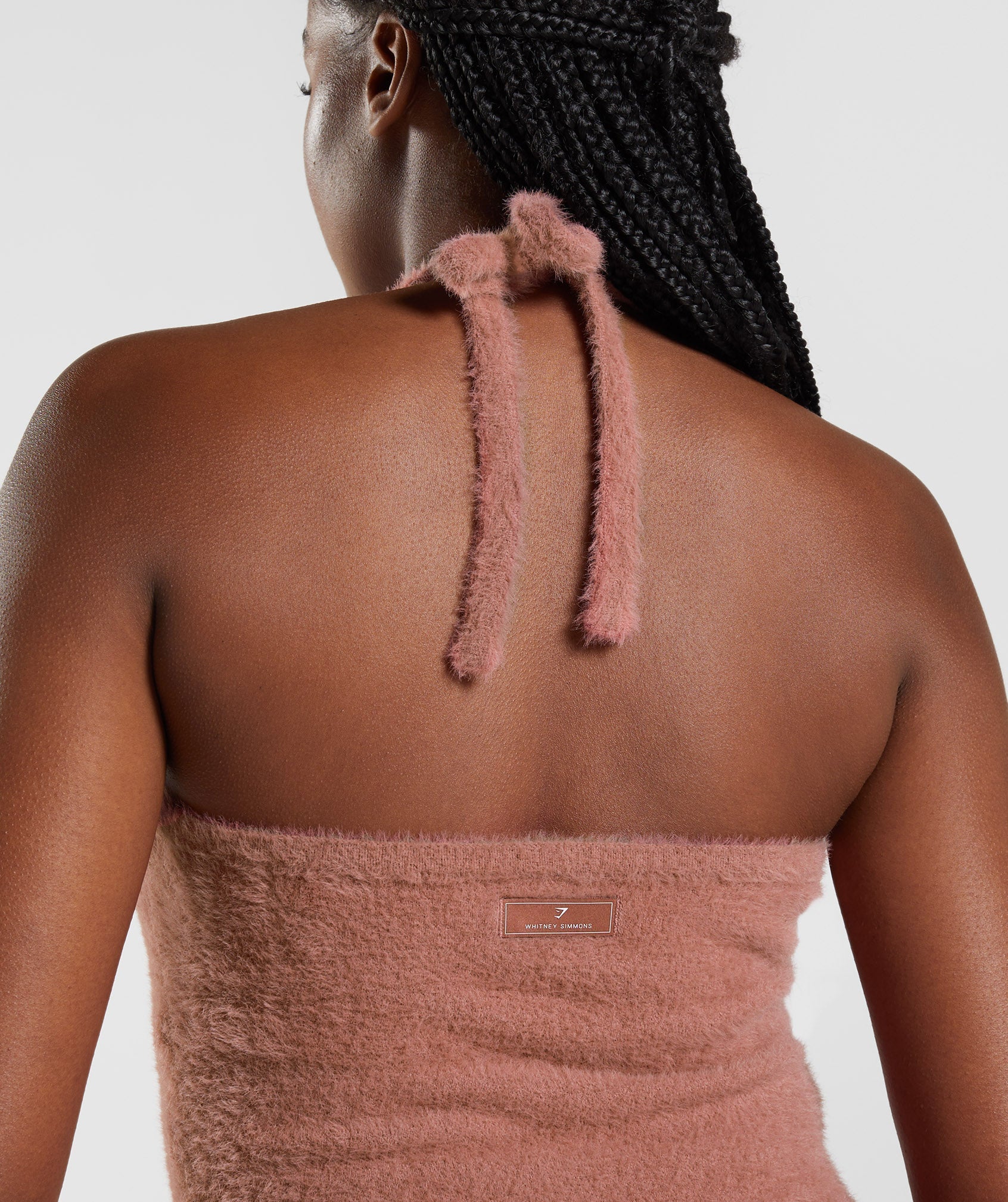 Gymshark Whitney Eyelash Knit Midi Halter Top - Canyon Red
