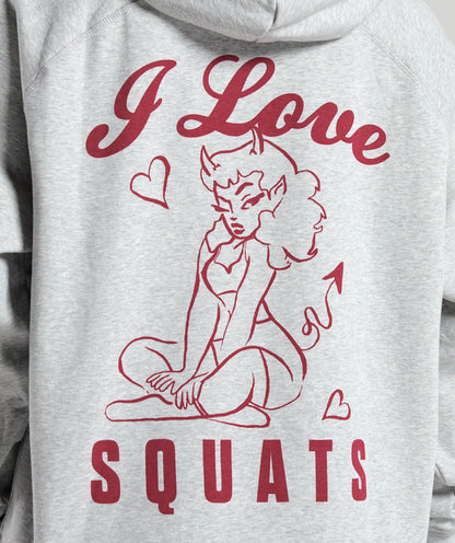 Gymshark I Love Squats Hoodie - Light Grey Core Marl