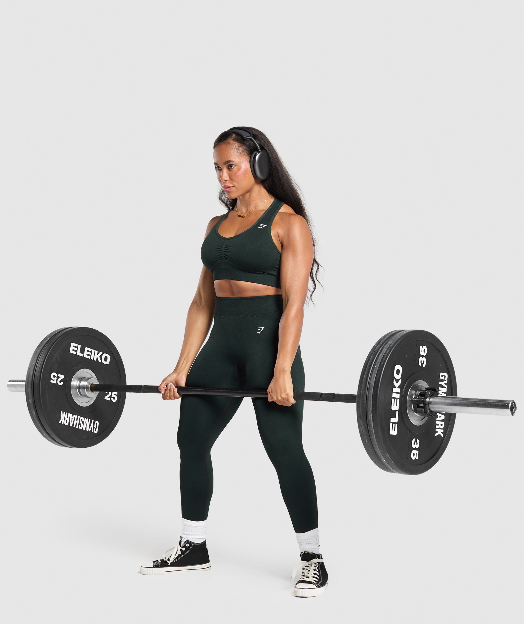 Gymshark Lift Seamless Leggings - Victory Green/Black Marl