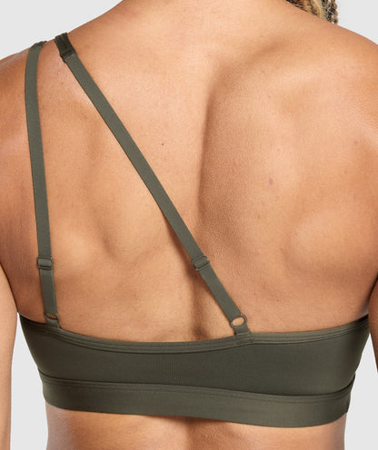 Gymshark One Shoulder Sports Bra - Weighted Green