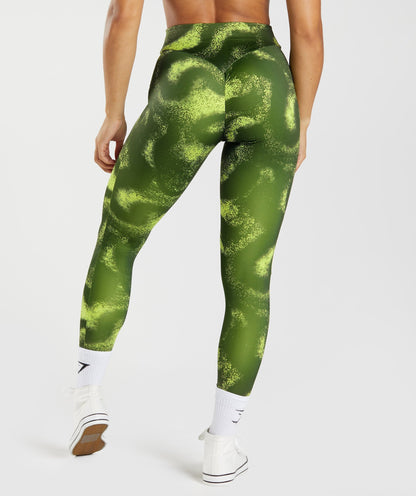 Power Regular Leggings - Moss Olive Print