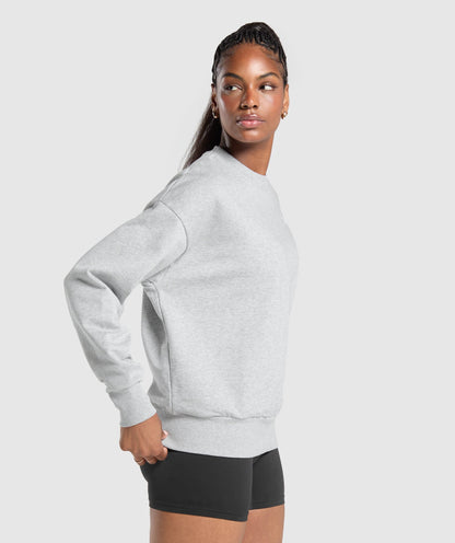 Gymshark Rest Day Sweats Oversized Crew - Light Grey Core Marl