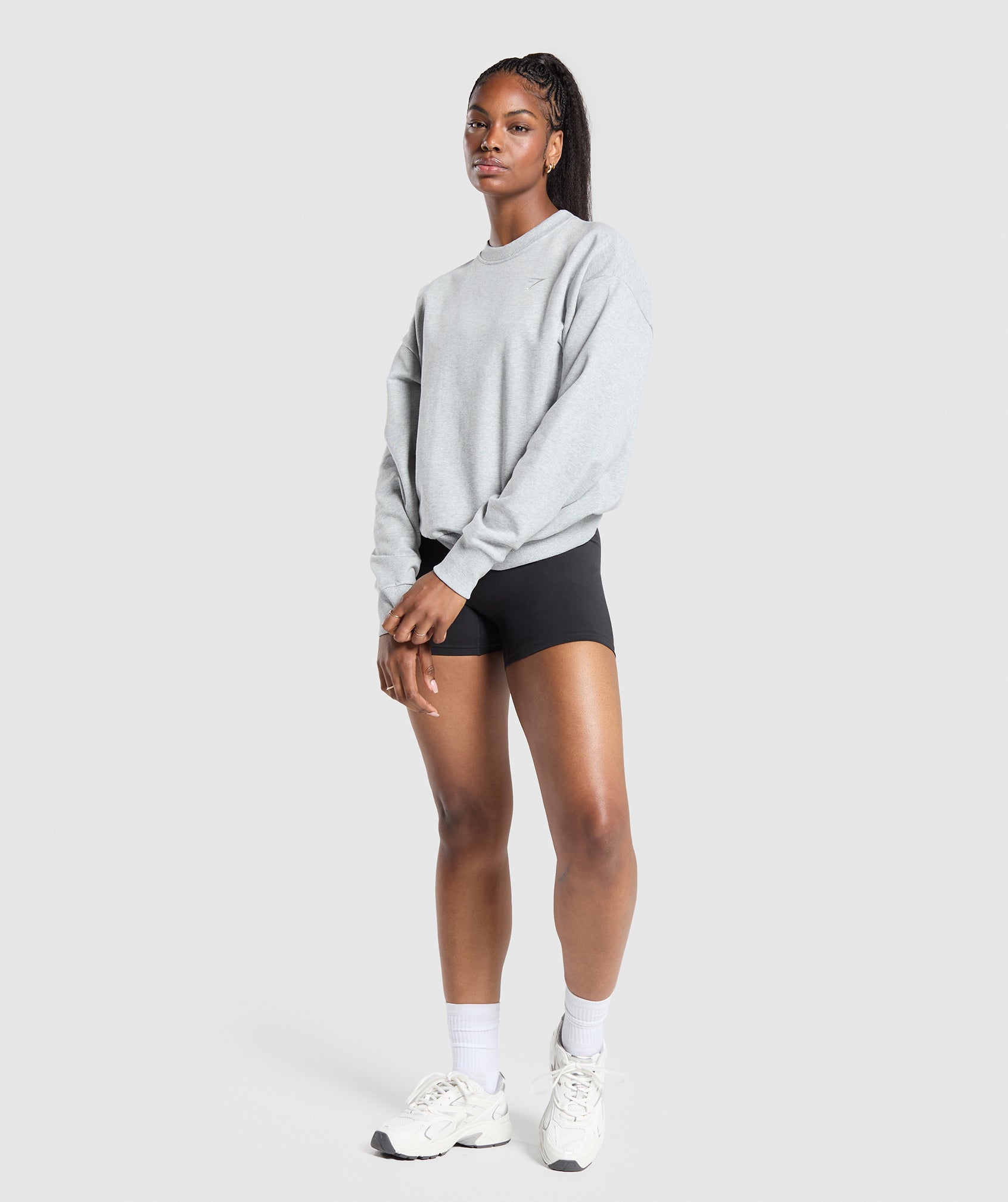 Gymshark Rest Day Sweats Oversized Crew - Light Grey Core Marl