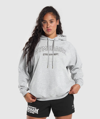 Gymshark Strength Department Oversized Hoodie - Light Grey Core Marl