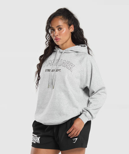 Gymshark Strength Department Oversized Hoodie - Light Grey Core Marl
