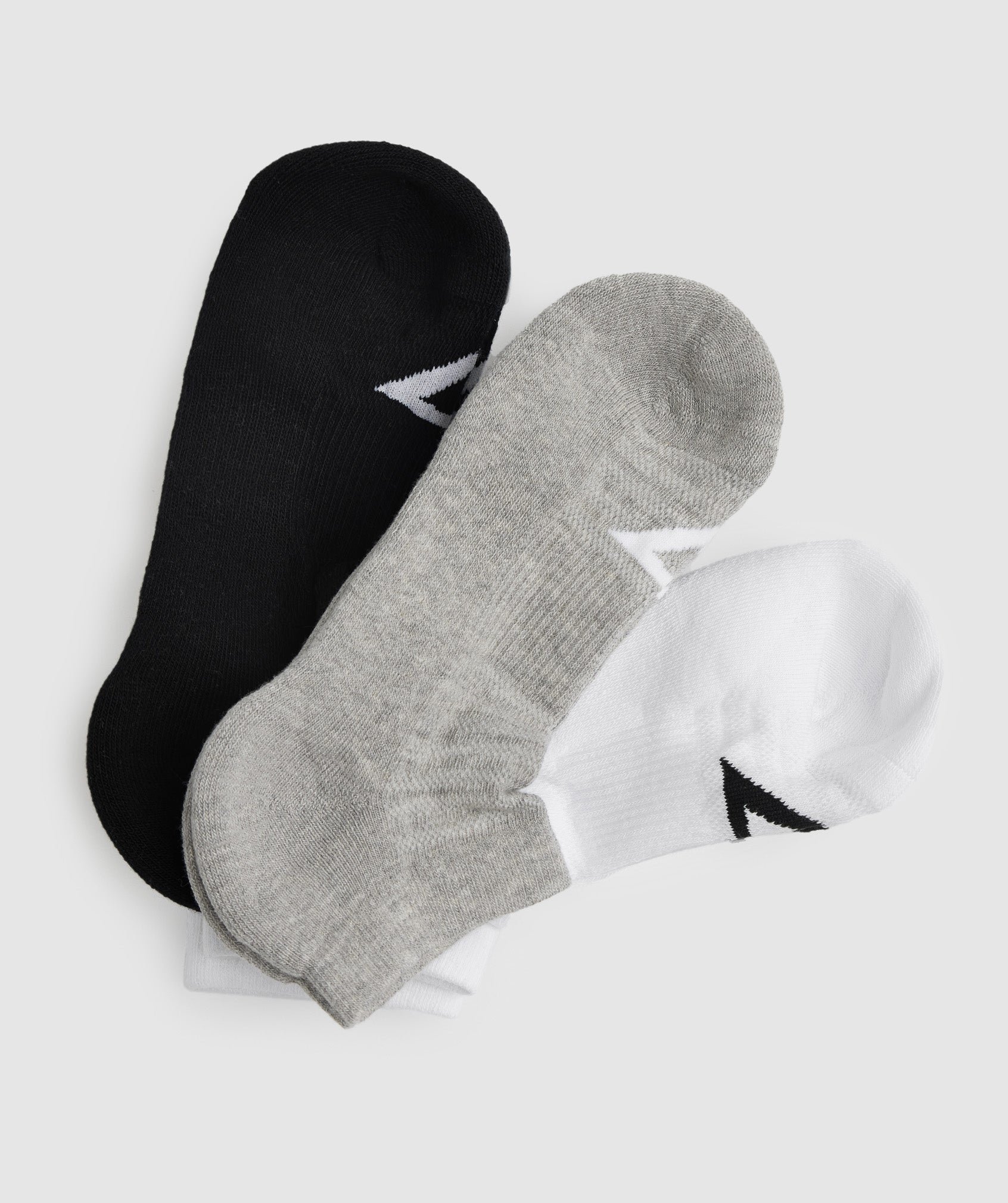 Gymshark Ankle Socks 3pk - White/Black/Light Grey Core Marl