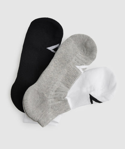 Gymshark Ankle Socks 3pk - White/Black/Light Grey Core Marl
